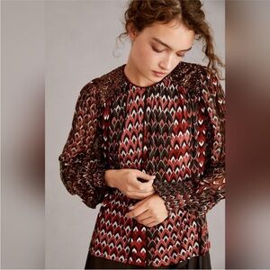 NWOT Anthropologie bl-nk London sequin embellished blouse Size S cool bohemian